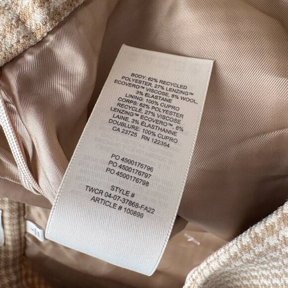 Aritzia Wilfred High Waisted Button Up Plaid Tai Skirt Beige Check Size 6 - Picture 5 of 5